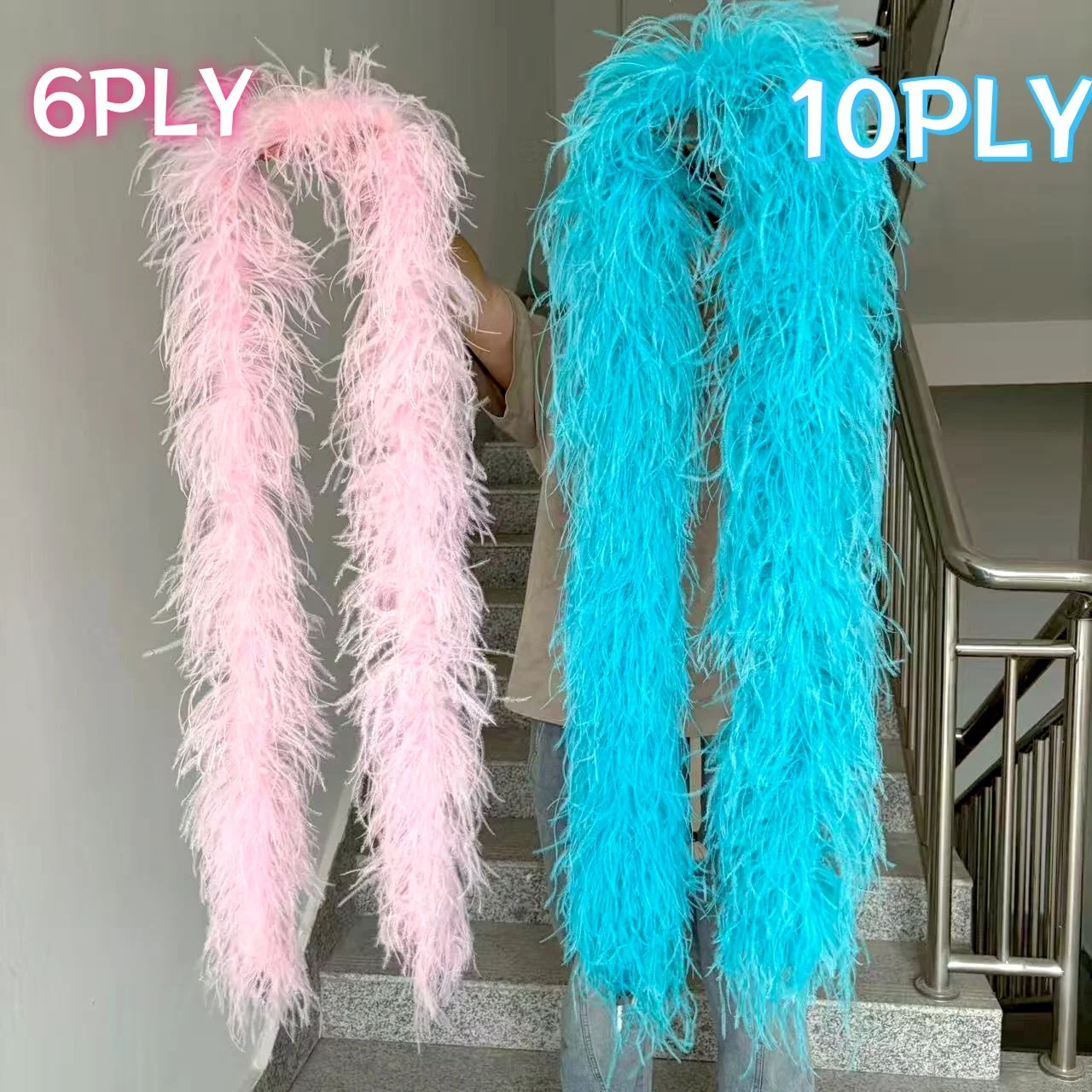 2 3 4 6 10 Ply Deep Gray Ostrich Feather Boa Scarf 2M Soft Bridal Shawl for Wedding Bridesmaid Party Gown Dress Decoration