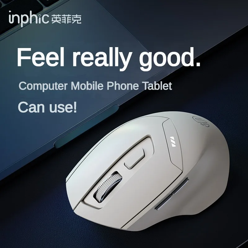 INPHIC DR6 Wireless Bluetooth Mouse Tri-mode Ergonomic Mute Portable Home PC Office Long Battery Life Gaming Laptop Accessories