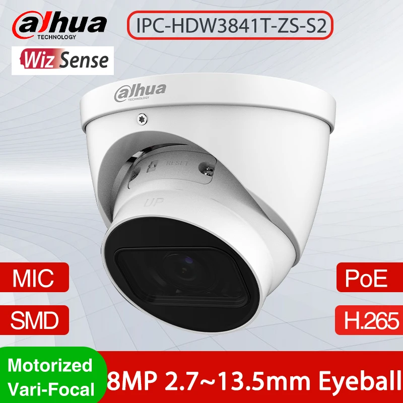 

Dahua IPC-HDW3841T-ZS-S2 4K 8MP Motorized 2.7-13.5 mm IR 40M WizSense IP Network Camera Built-MIC Onvif POE SMD 4.0 Smart Home