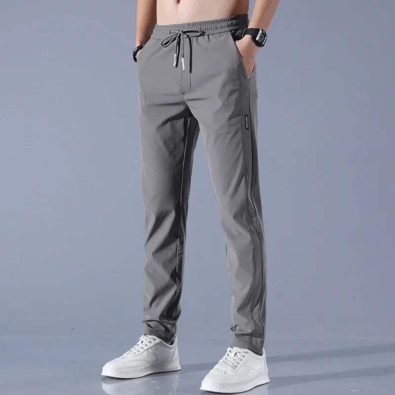 MRMT 2024 Brand New Ice Silk Pants Men's Loose Breathable Straight Casual Pants Thin Quick Drying Pants Elastic Men's Sweatpants