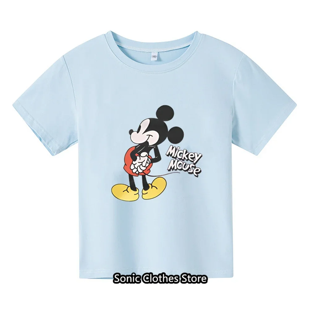 Kawaii Mikey Mouse T-shirts 3-14 Ys Children Fashion T Shirt Kids Girls Tops Kid Gril Short Sleeve Summer Men Women Clothing