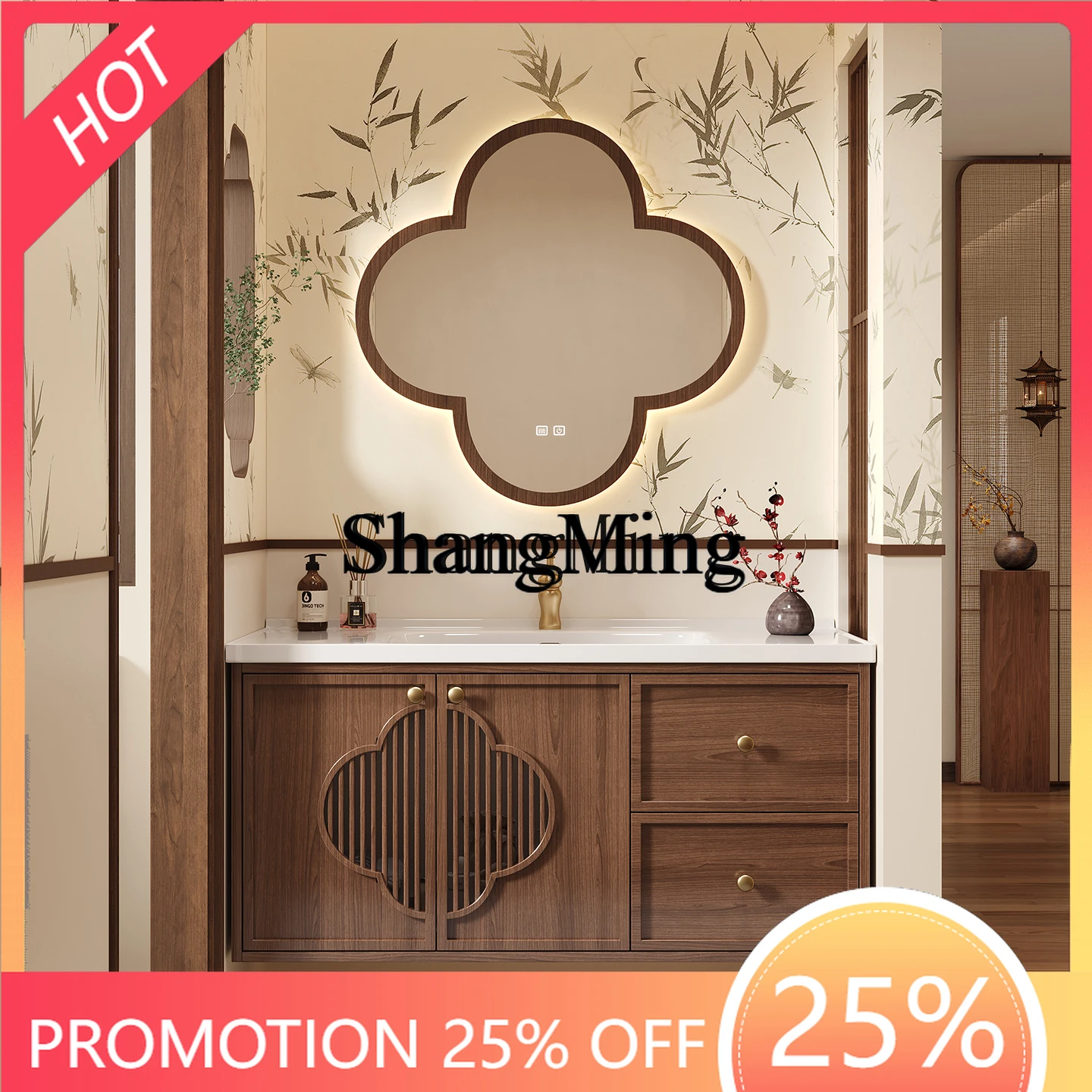 

FGgood-looking new bathroom cabinet combination bathroom ceramic integrated solid wood wash basin robot