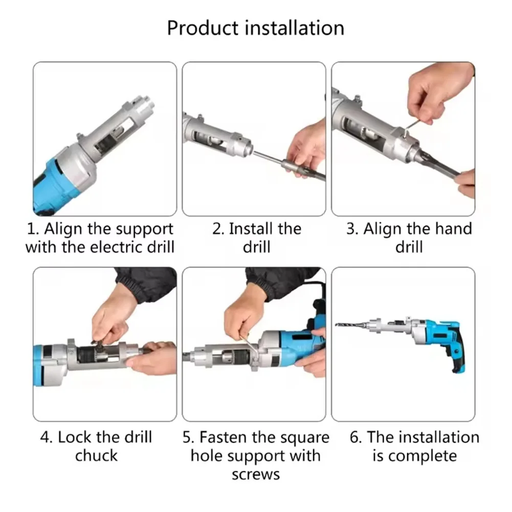 

Square Hole Drill Bit Adapter Fixing Bracket for Electric Hand Drills Suitable for Various Drill Sizes Aluminium Alloy