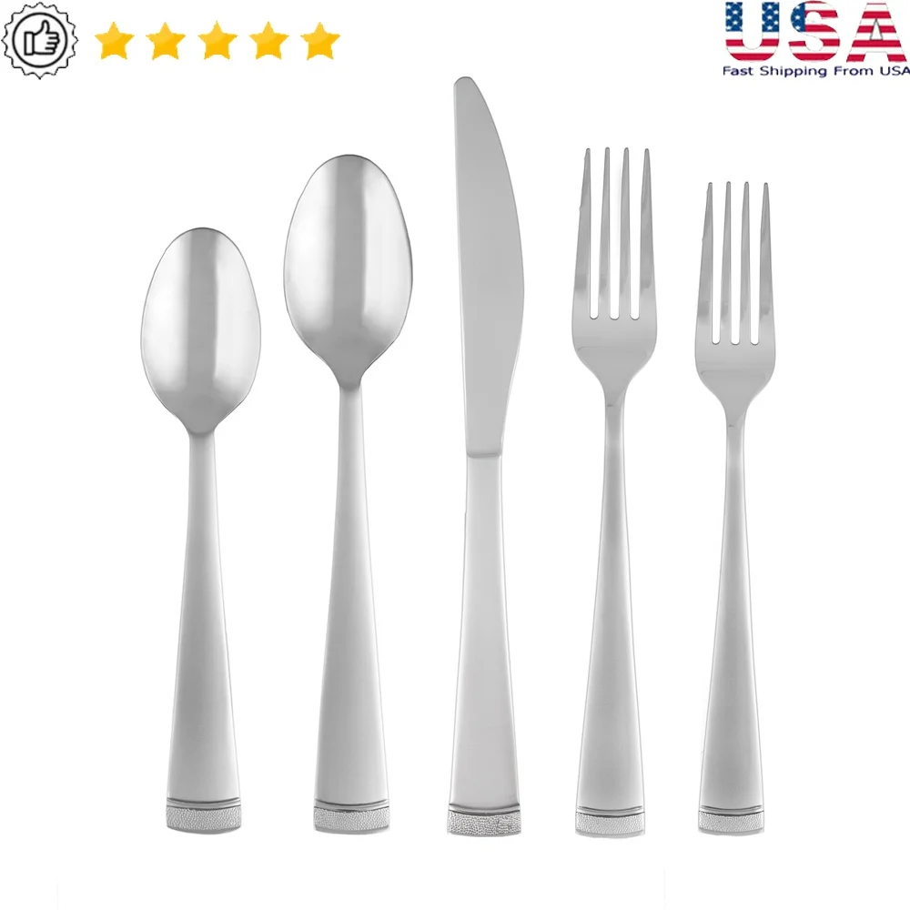 

45-Piece Stainless Steel Flatware Set with Chrome Buffet Service 8 Dishwasher Safe Elegant Dining Utensils Ideal Gatherings