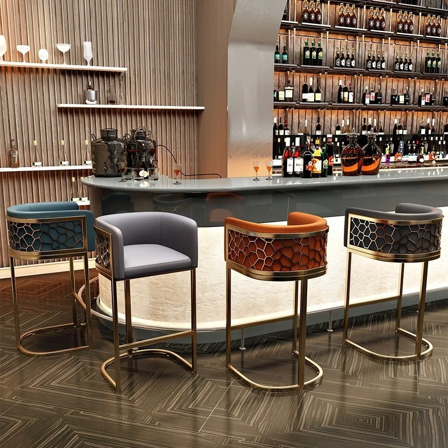 

Light luxury bar chair Bar reception bar chair Creative simple cafe high back chair