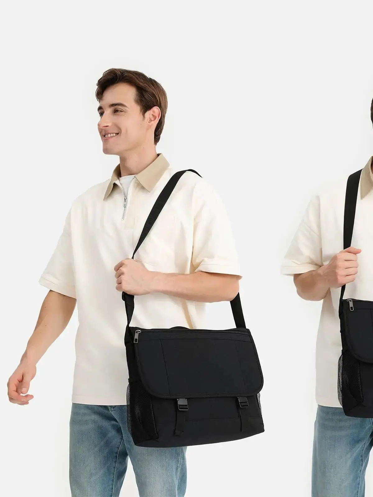 KONO Sac à bandoulière pour ordinateur portable pour homme-15,6" étanche et antivol, affaires et voyages