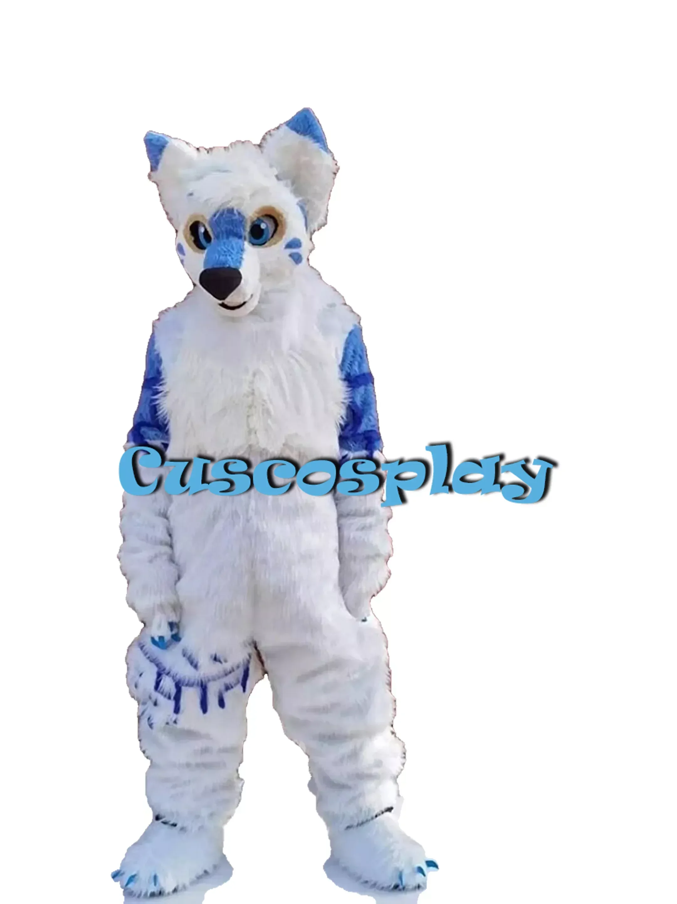 คริสต์มาสสีขาวขนสัตว์ Fox สุนัข Husky Mascot เครื่องแต่งกาย Furry ชุด Fursuit ฮาโลวีนวันเกิดคริสต์มาสปาร์ตี้ของขวัญ