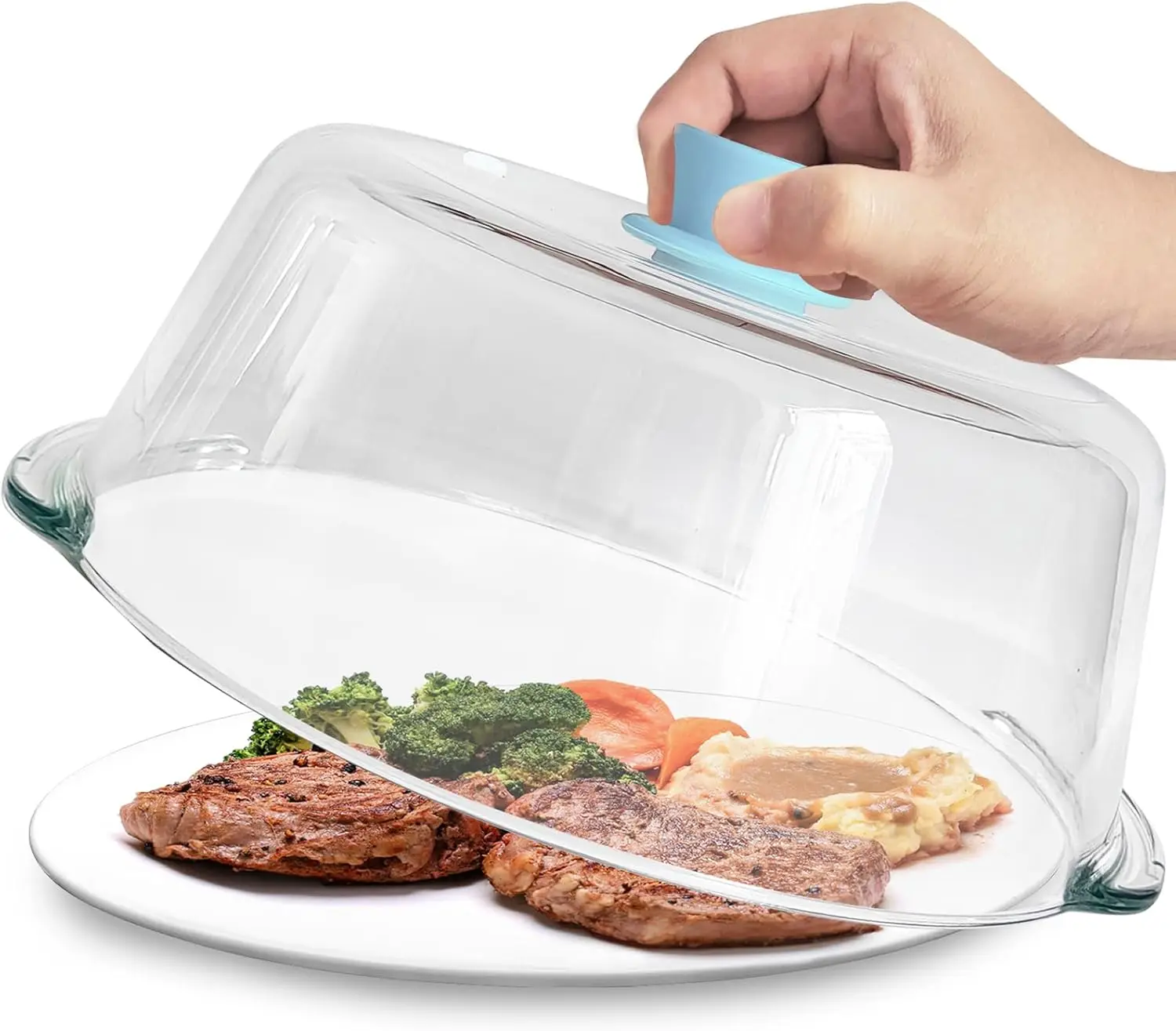 

Tall Glass Microwave Splatter Cover with Silicone Knob, Vent Hole, Dishwasher Safe, BPA Free for Food Safety