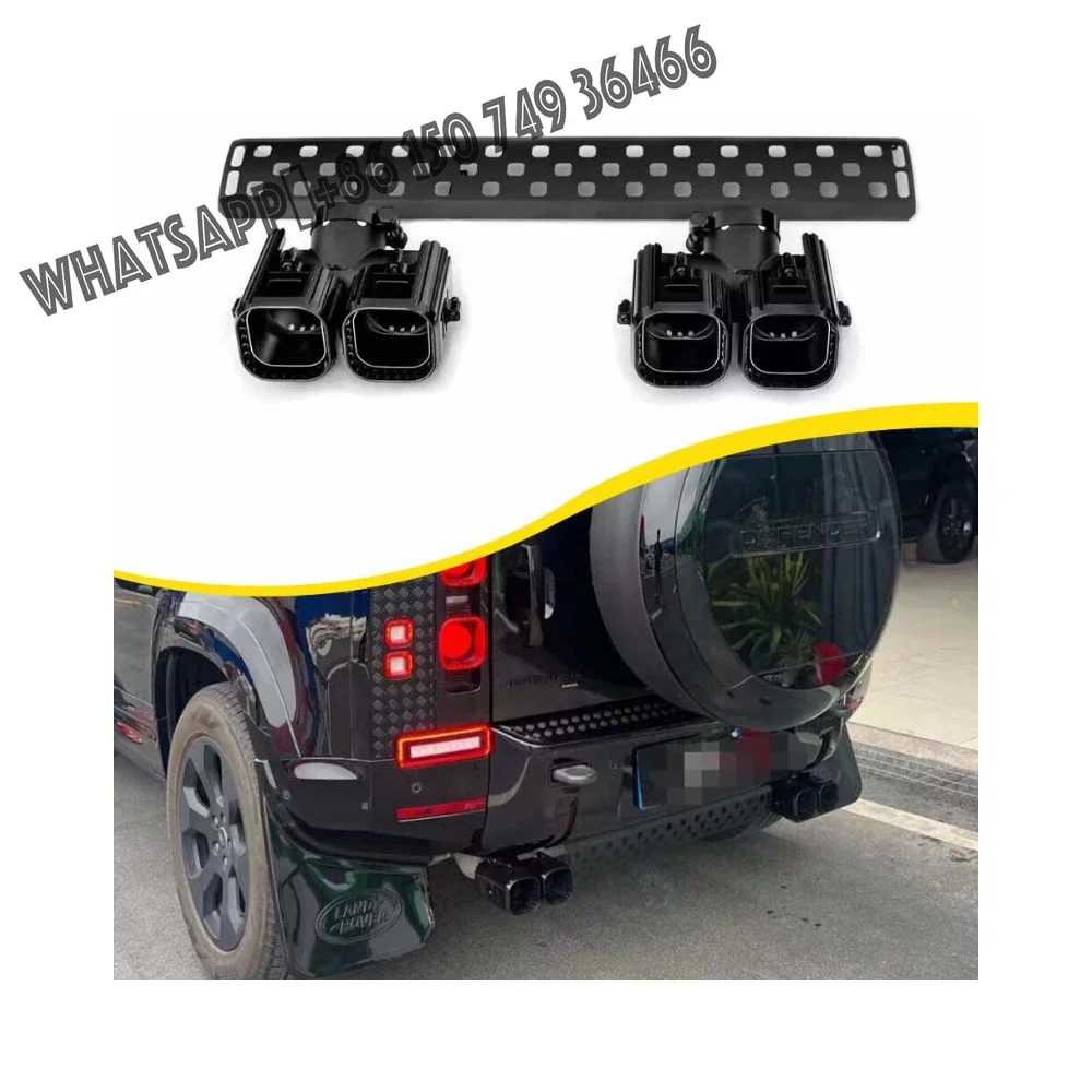 

Hot Selling Double Stainless Pipe Car Exhaust Muffler Tips With Cover for Land Rover Defender Exhaust Tip Muffler Pipe