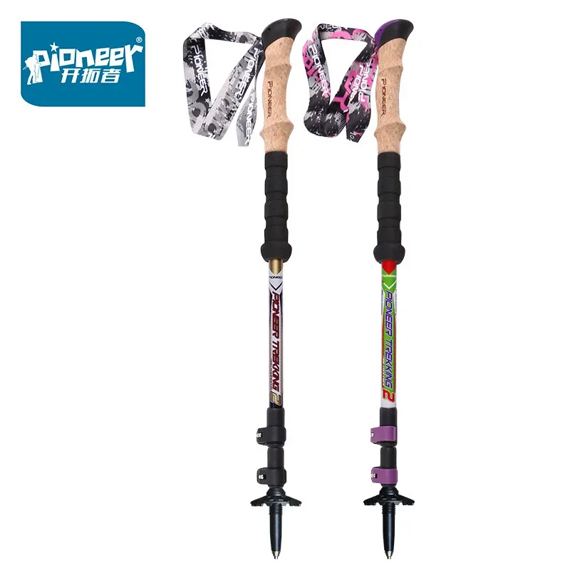 Pioneer Nordic Walking Trekking Pole Hiking Sticks Adjustable Alpenstock Anti-shock Outdoor Sports Men Women Mountains Camping