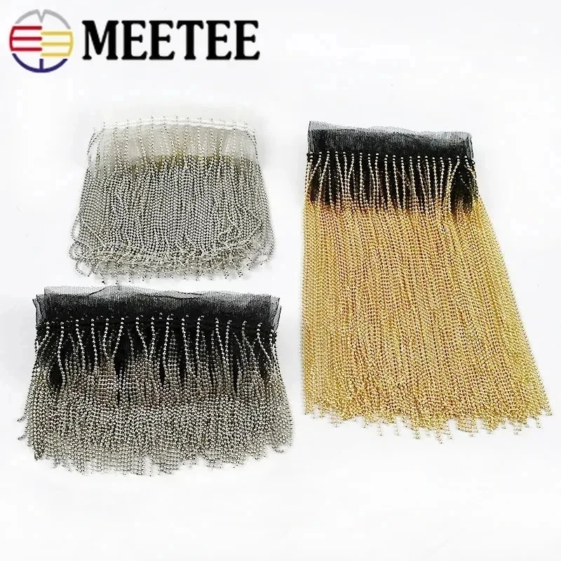 1Yard 3/6/9/14cm Metal Beaded Fringe Bead Trim Tassel Lace Mesh Fabric for Crafts Clothing Bags Decoration Sewing Accessories