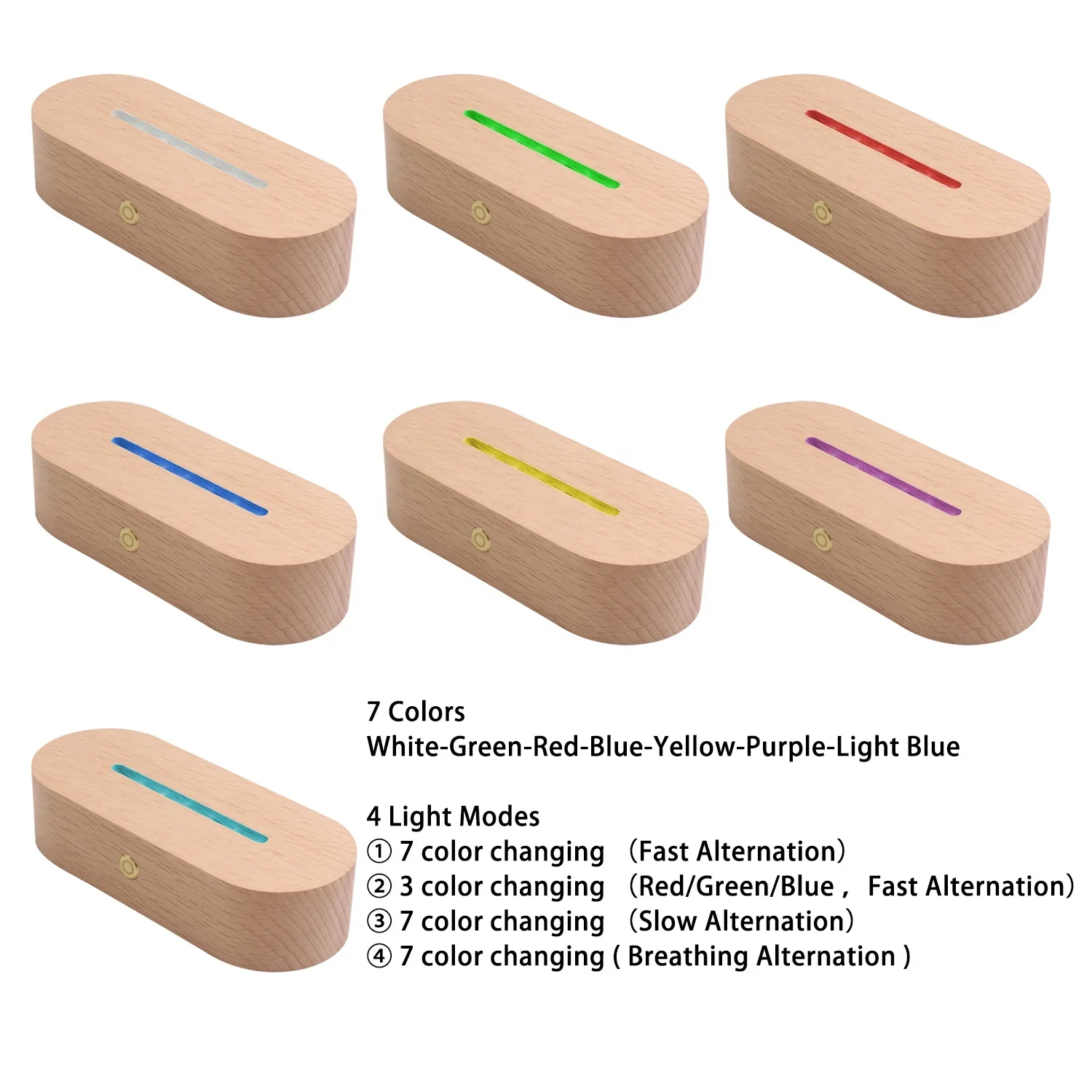 RGB Light Base 7 Color Oval Wooden Led Lamp Stand AAA Battery Box Led Light Bases For Acrylic