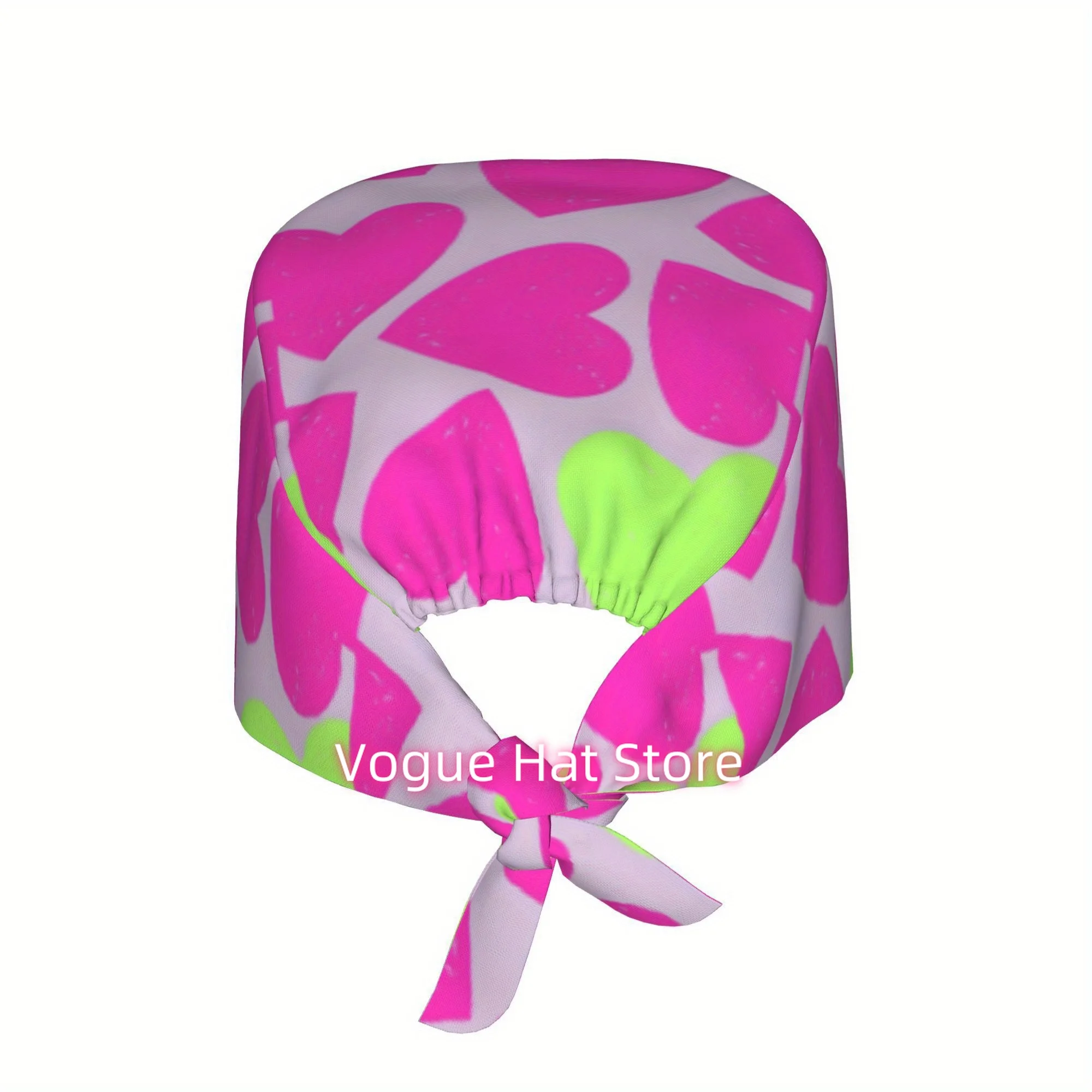 1pc Heart Unisex Stylish Printed Work Cap - Lightweight Adjustable Skull Cap Tie-Back Nurse Hat, Dustproof Chef & Cooking Cap, M