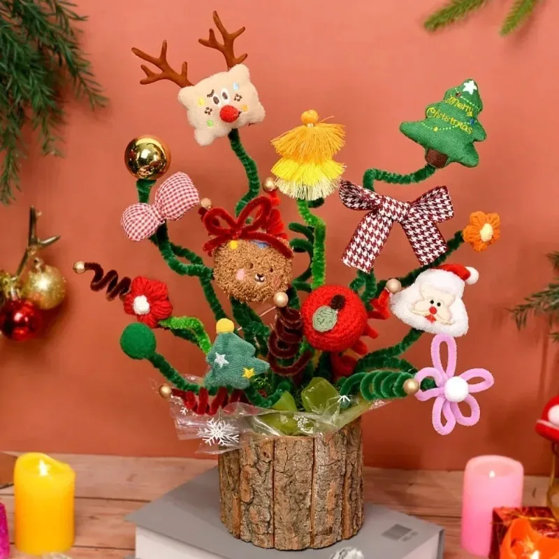 Kerstboeket Kerstcadeau Kerstboomversiering wol bloem twist stick woonkamer ornament buitenlandse handel hoog gevoel