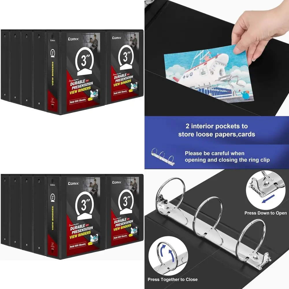 

3 Inch Round Ring Binder, 600-Sheet Capacity, 10-Pack, Black, for 8.5 x 11 Paper