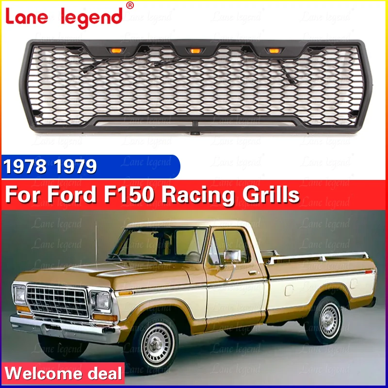 Grilles de course de voiture tout-terrain pour Ford F150 1978 1979, pièces automobiles, capot avant Bumepr, Grille en maille nid d'abeille, Style Raptor