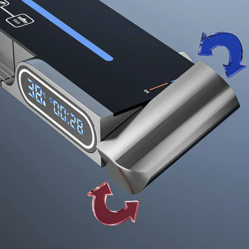 Imagem -05 - Torneira de Chuveiro para Banheiro Exibição de Temperatura Montagem na Parede Chuva Chave Piano Pressurizado Quente e Frio Luxo Funções