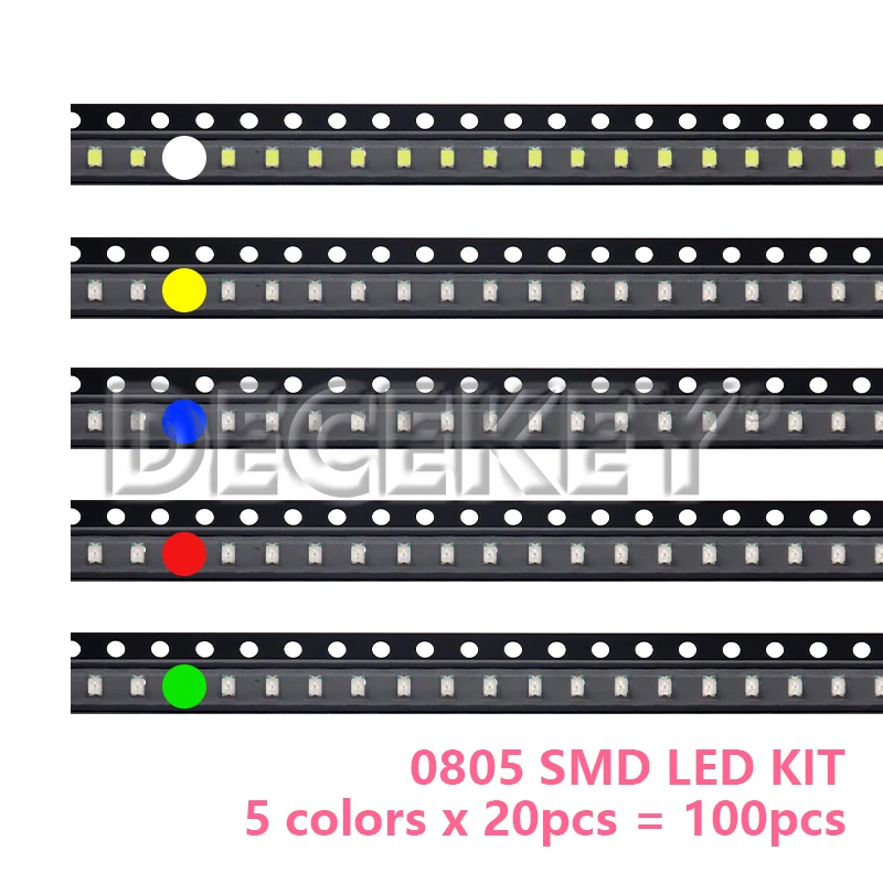 100pcs 0603 0805 1206 1210 5730 5050 SMD LED Light Emitting Diode Kit 5 colors Miniature LED Red White Yellow Green Blue