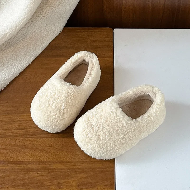

Children Princess Shoes Suede Warm Solid Color Kids Flat Shoes Round Toes 2025 Winter New Girls Casual Shoes Soft Sole Non-slip