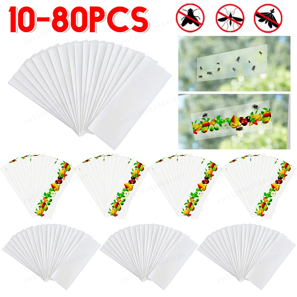 Trampas fuertes para moscas, tablero adhesivo con pegamento para moscas, mata insectos, Control de plagas, pegatinas para ventana para uso doméstico y jardín, 10-80 Uds.