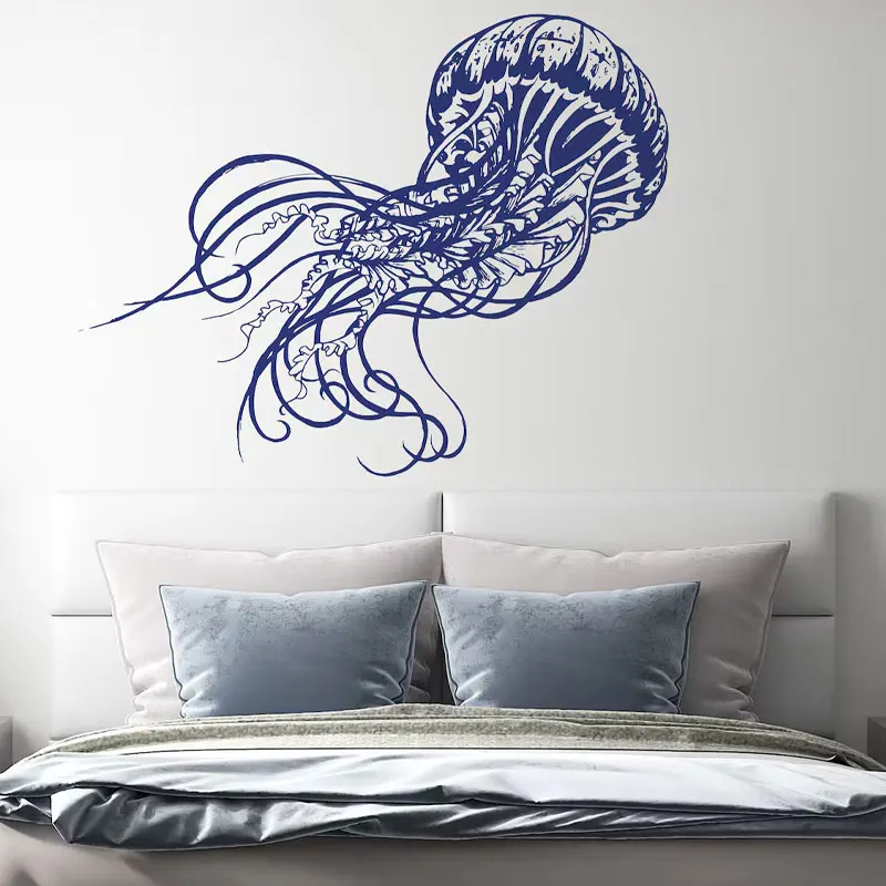 Underwater World Jellyfish Wall Decals Sea Ocean Animal Home Decoration Bathroom Glass Sticker Removable Murals Bigger Size AC26