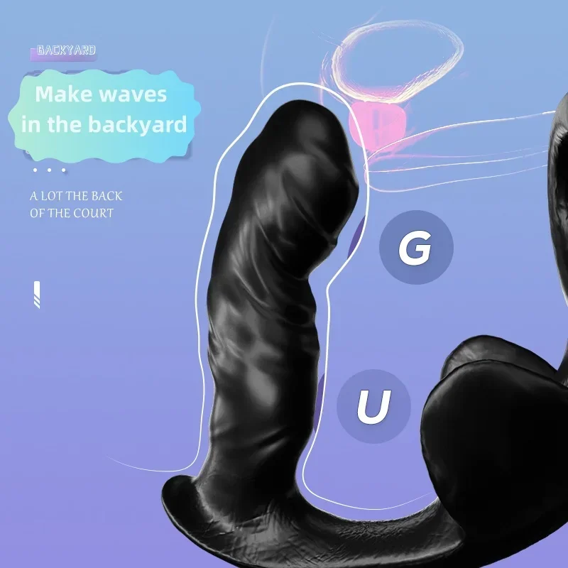 

2 in 1 Penis Ring Anal Plug Male Single-ring Sperm Locking Powerful Vibrating Butt Anal Prostate Gland Massager Sex Toys Adult