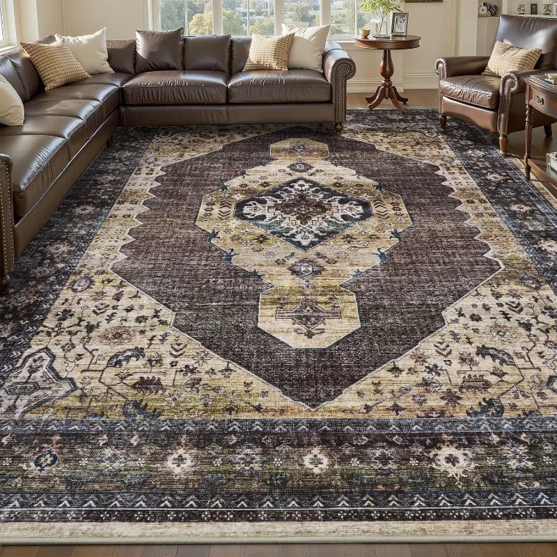 Nordic Style Living Room Carpet Retro Geometric Pattern Bedroom Rug Machine Washable Non-slip Fashion Luxury Coffee Table Mat 러그