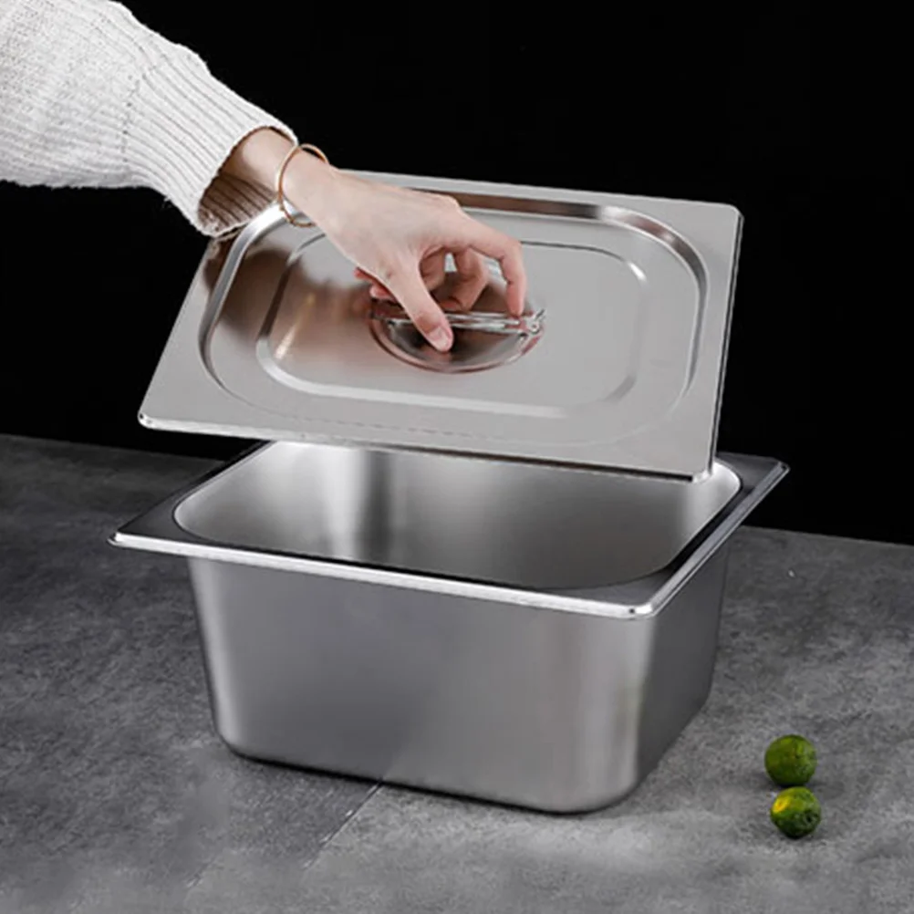 

Stainless Steel Buffet Tray With Lid Rectangular Food Serving Pan Easy Container Kitchen Canteen Serving