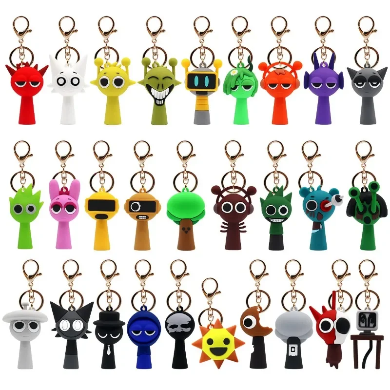 Cartoon Sprunki Keychain Cute Sprunki Oren Raddy Gray Brud Vineria For Girl Boy Bag Pendant Keyring Jewelry Fans Gifts