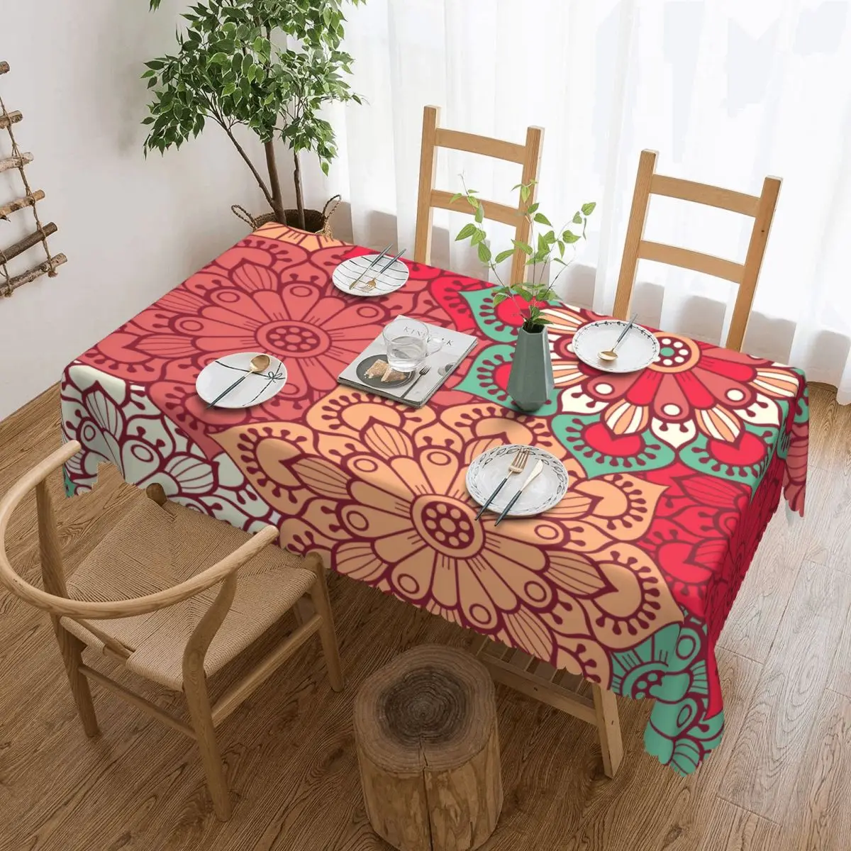 

Mandala Flower Deanfun Colorful Rectangular Tablecloth Oilproof Table Cloth Table Cover