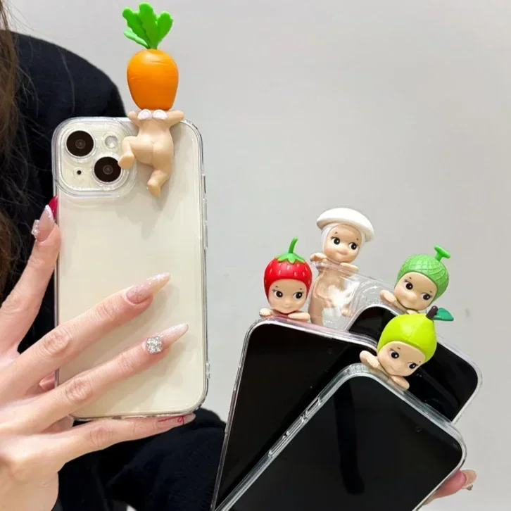 3D Fruit Sonny Angel Pendant Phone Case for Samsung Galaxy A54 A34 A24 A14 A73 A53 A33 A23 A13 4G 5G A05 A05S Clear Soft Cover