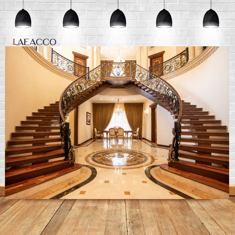 Laeacco Luxurious Palace Photography Backdrop Chandelier Arch Door Noble Hotel Chandelier Wedding Ceremony Portrait Background