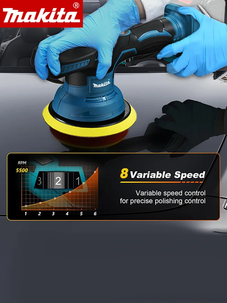 Makita Cordless 8 Gears Digital Display Car Polisher Electric Polisher Auto Car Waxing Polishing Machine For Makita 18V Battery