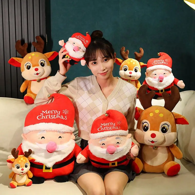 22CM-55CM Lovely Santa Claus & Elk Plush Toys Stuffed Animal Doll Christmas Gifts For Children Kids Home Decoration High Quality