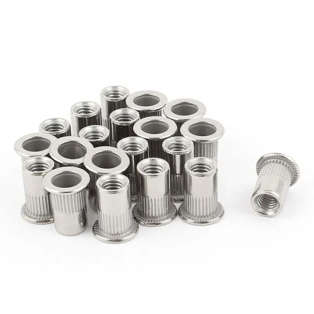 300pcs Blind Rivet Nut M3 M4 M5 M6 M8 M10 Aluminum Color Zinc Rivet Nut Against Rotation Practical Rivet Nuts Set Large-flange