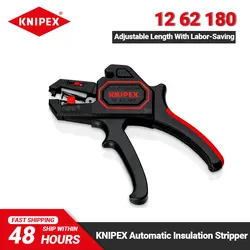 KNIPEX 12 62 180 Automatic Insulation Stripper Cutter  7 Inch Lightweight Adjustable Length Stop from 6.0 to18.0 mm