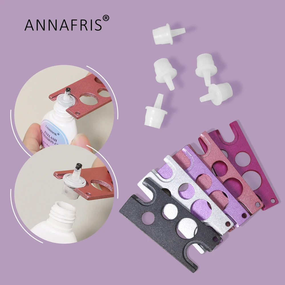 ANNAFRIS  Stainless Steel Bottle Opener Nozzle Lash Glue Caps Remover Tool Universal Eyelash Glue Replacement Bottle Mouth Head