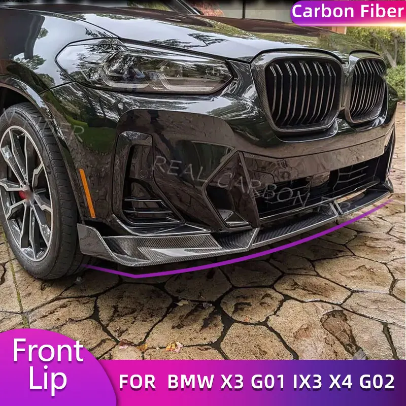 Carbon Fiber Car Front Bumper Lip Spoiler for BMW X3 IX3 X4 2023 Racing Front Lip Splitters Chin Apron Guard 2PCS/Set Body Kits