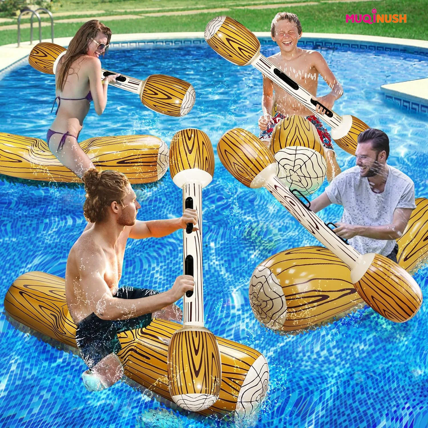 

2 Sets Inflatable floating toy set, adult and children's pool party fun water sports combat game log drifting floating toy