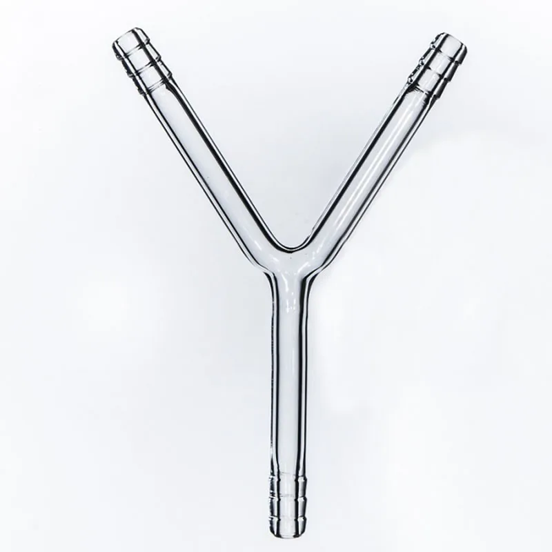 Lab Glass Y Shape Connector Tube Pipe  Pagoda mouth Outside Diameter about 9mm