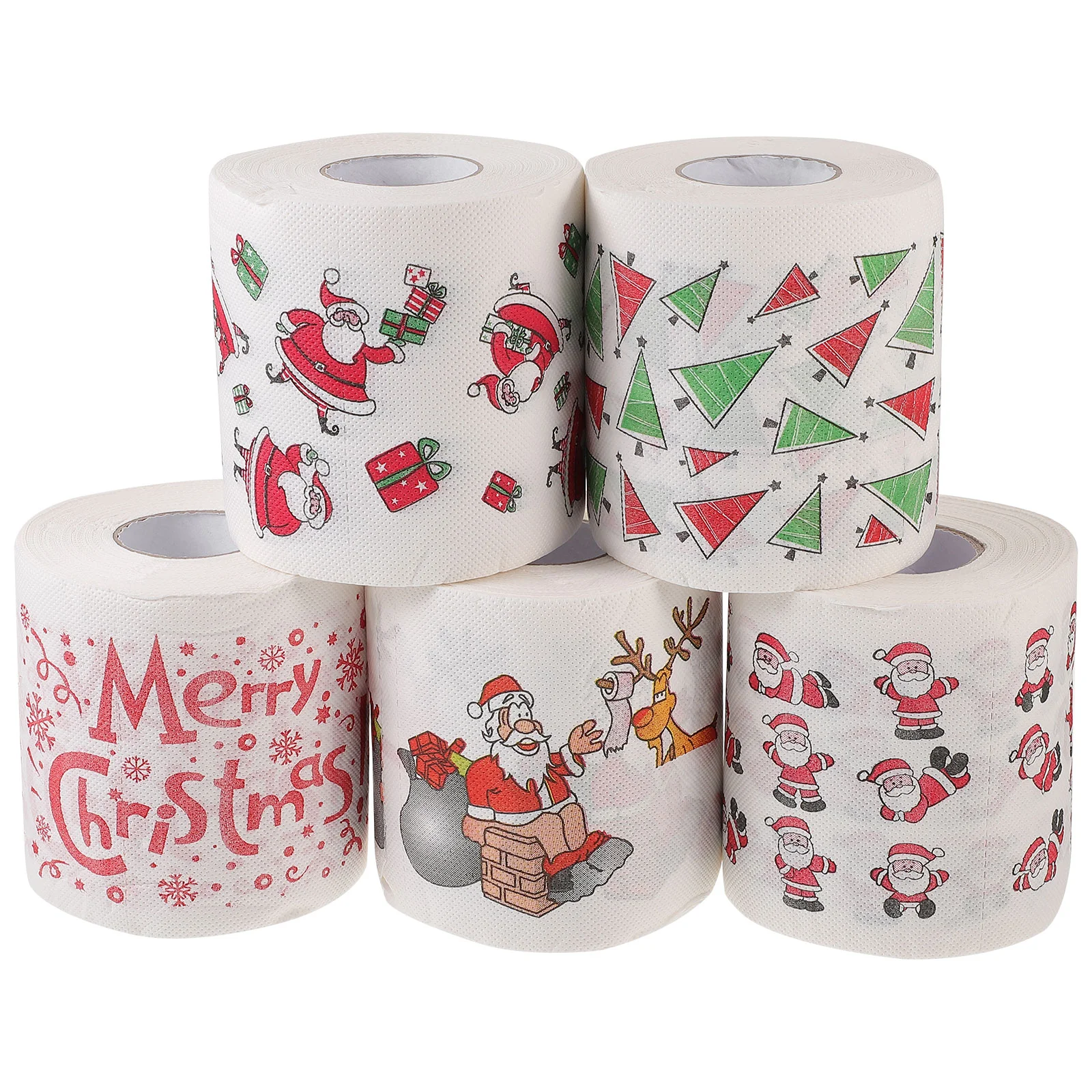 

5 Rolls Christmas Toilet Paper Supplies Tissue Napkins Bathroom Decorations Party Towel Virgin Wood Pulp Office Drink