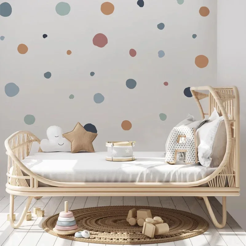 Boho Colorful Polka Dots Children Wall Stickers Removable Nursery Wall Decals Poster Print Kids Bedroom Interior Home Decor