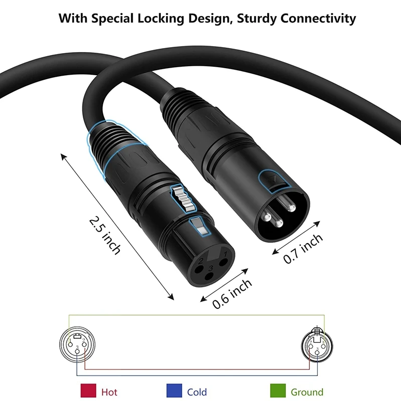 2 Pack XLR Microphone Cable 25Ft,XLR Male To XLR Female Balanced Mic Cord 3-Pin,Flexible DMX Cable For Microphone