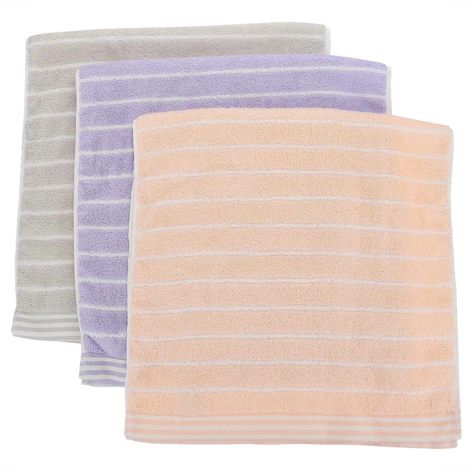 

3pcs Striped Cotton Face Towels Thickened Bath Moisture-Absorbing Breathable Washable Comfortable Baby Safe Home