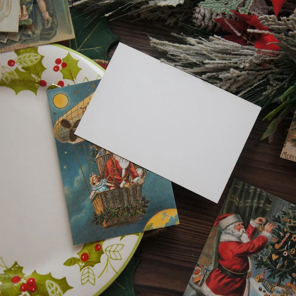 15pcs Retro Christmas Ink Painting Santa Card As Scrapbooking Party Invitation DIY Decoration Gift Card Message Card Postcard