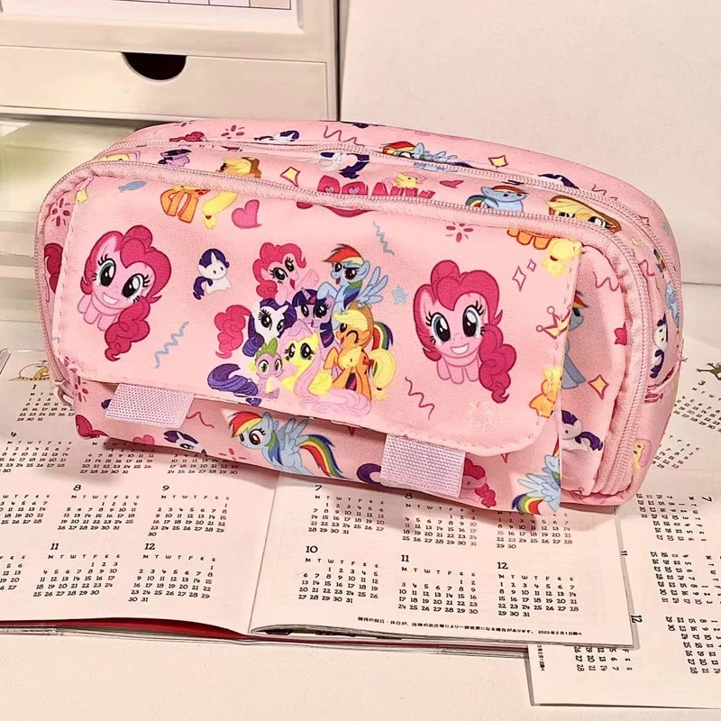 My Little Pony Pinkie Pie Flip-Top Pen Bag with High Appearance, Large Capacity, Portable Versatile Student Japanese Storage Bag