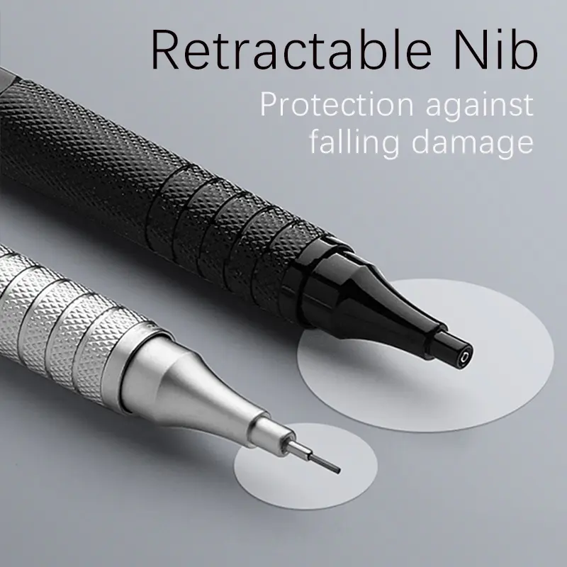 High Quality Metal Mechanical Pencils Set with Lead Refills Drafting Automatic Pencil 0.3, 0.5, 0.7, 2.0mm Pencil for Art Supply - 4