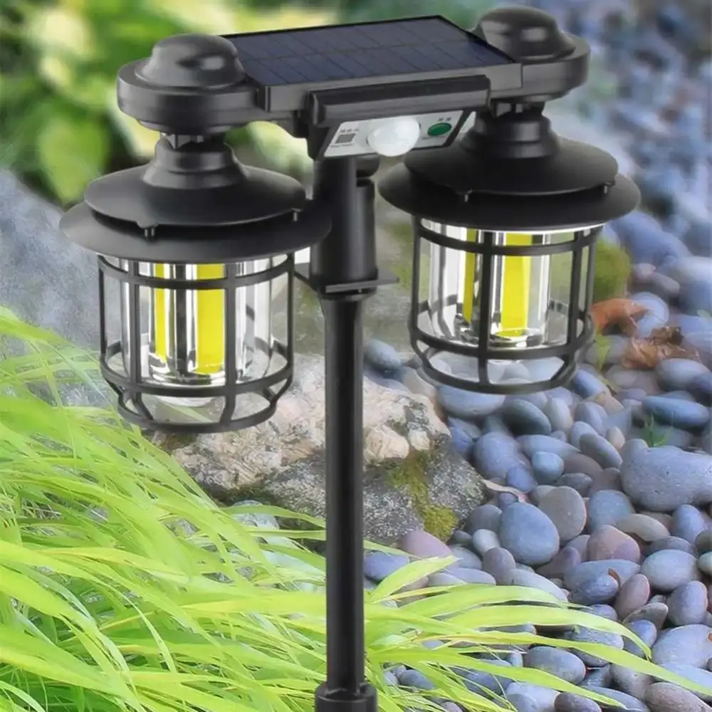 Waterproof Solar Wall Lamp Dual Head Motion Sensor Solar Security Lights Vintage Decorative Conjoined Road Lighting Rainy Days