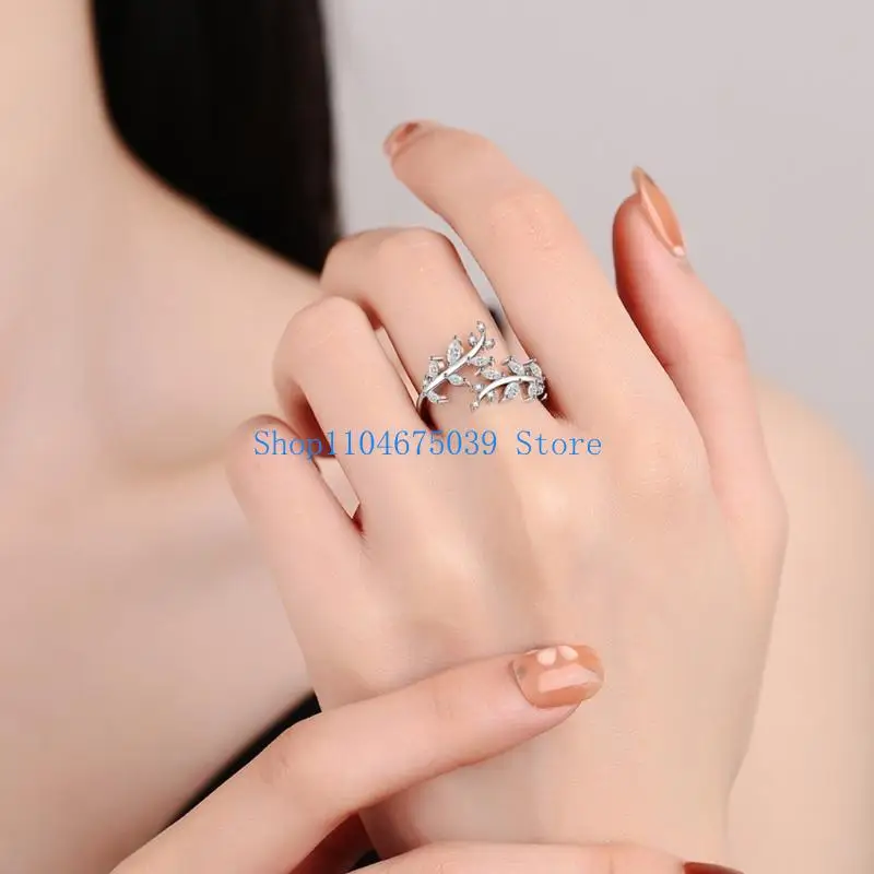5ASD modes modernes motifs bijoux zircone cubique pierres finition polie cadeau feuille scintillante pour femmes