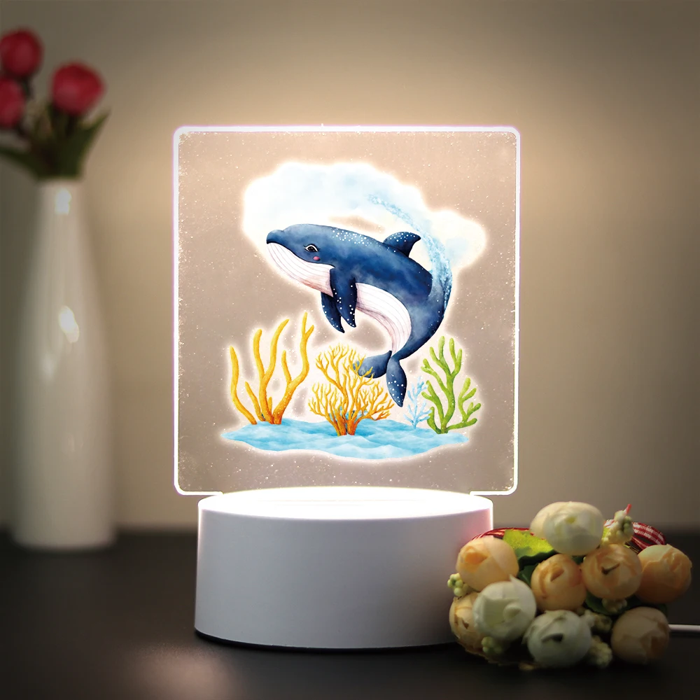 Whale Kids Night Light For Bedroom Decor Birthday Gift Children\'S Lamp